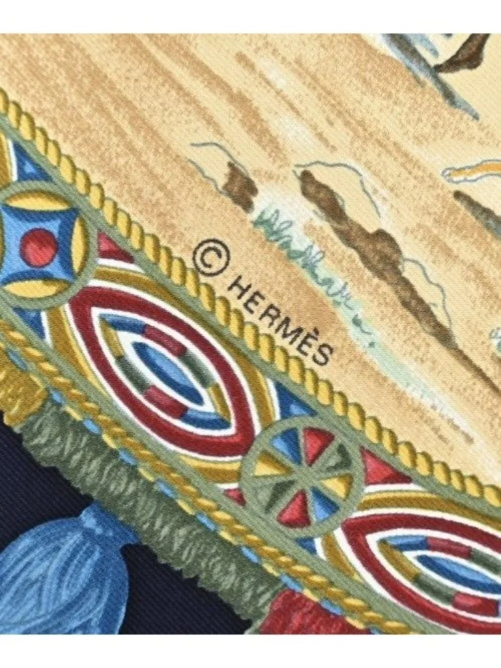 Hermes Bandana Scarf Navy